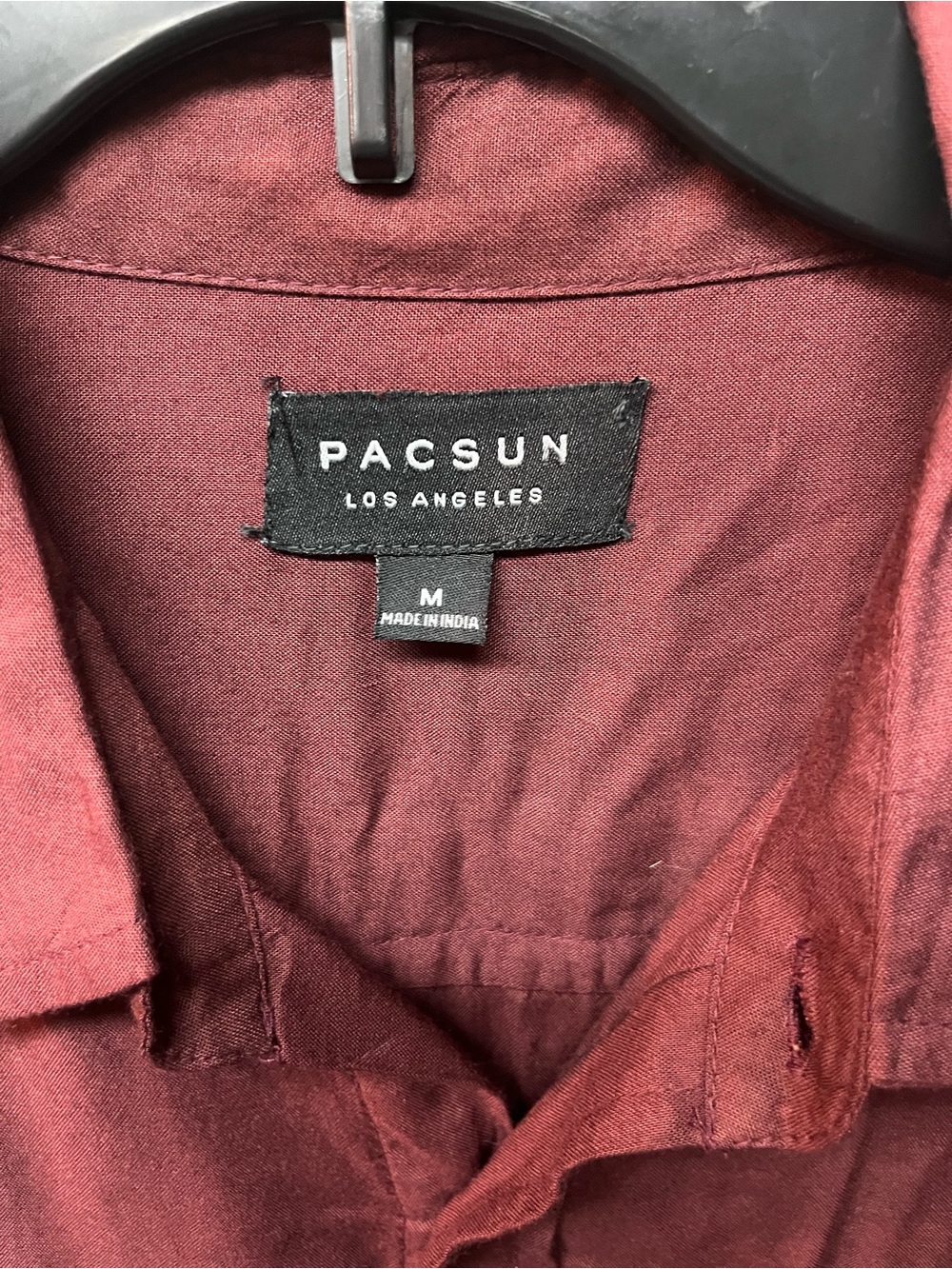 PacSun Men's Deep Burgundy Button-Down Shirt - Picture 2 of 4